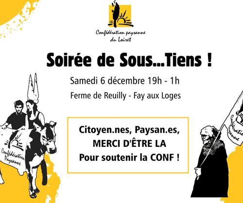 SOIREE DE SOUTIEN A LA CONF' PAYSANNE DU LOIRET